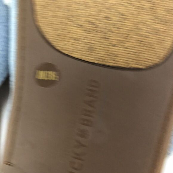 Lucky Brand Sandals Women Sz 8 M Denim Bow Cork Blue EU 38.5 Flats Boho - Picture 9 of 10